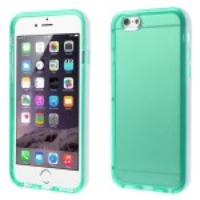 Transparent TPU Back + PC Bumper Hybrid Case for iPhone 6 - Cyan