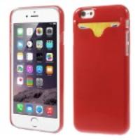 Glossy Hard Plastic Case Card Holder for iPhone 6 - Red