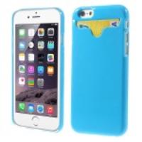 For iPhone 6 Glossy Hard Plastic Case Cover Card Holder - Blue