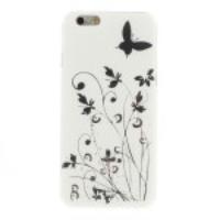 Butterfly & Flower Hard Plastic Skin Case for iPhone 6 - White