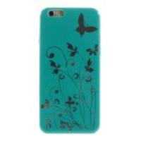 Butterfly & Flower Hard Plastic Case Shell for iPhone 6 - Blue