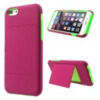 Assembling Plastic + Silicone Kickstand Shell Case for iPhone 6 Plus - Rose