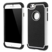 Football Grain PC & Silicone Phone Case for iPhone 6 Plus - White