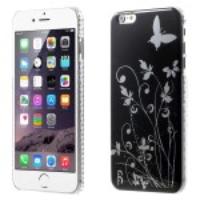 Butterfly Flowers Glossy Hard Plastic Case for iPhone 6 Plus - Black