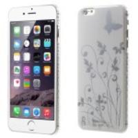 Butterfly Flowers Glossy Hard Shell Case for iPhone 6 Plus - White