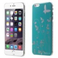 Butterfly Flowers Glossy Hard Cover Case for iPhone 6 Plus - Blue