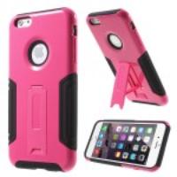 Plastic Silicone Combo Case for iPhone 6 Plus with Kickstand - Rose