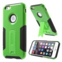 Plastic Silicone Phone Case for iPhone 6 Plus with Kickstand - Green