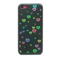 Neon Heart Pattern Glittery Powder Plastic Back Case for iPhone 5c