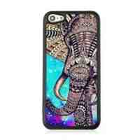 Leather Coated PC Case for iPhone 5c - Tribal Elephant Pattern