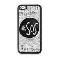 SOS Word Leather Coated PC Protective Case for iPhone 5c