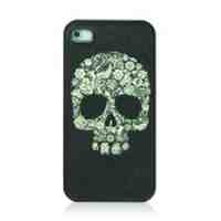 For iPhone 4 4s Flash Powder Plastic Hard Case - Flower Skull