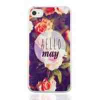 Hello May and Flowers Hard Plastic Case for iPhone 4 4S