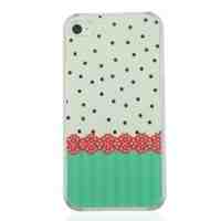 For iPhone 4 4s Plastic Phone Case - Lace and Dots Pattern