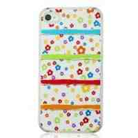 Hard PC Cover Case for iPhone 4 4s - Flower Stripes Pattern