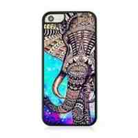 Leather Coated Hard Cover Case for iPhone 5s 5 - Zentangle Elephant