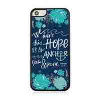 Quote Anchor and Flower Plastic Phone Case for iPhone 5 5s