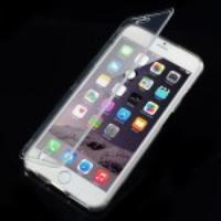 Touchable Screen Folio Flip TPU Case for iPhone 6 Plus - Transparent