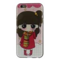 Girl Wearing Scarf Pattern TPU Case for iPhone 6 4.7 inch