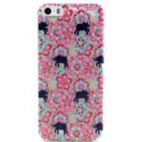 Flowers and Elephants Embossed TPU Cover Case for iPhone 5 5s