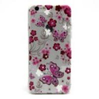 Butterfly Flowers Embossed TPU Case for iPhone 6 with Rhinestones