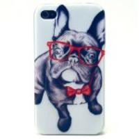 Cute Dog with Glasses TPU Back Case for iPhone 4s 4