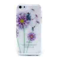 Glitter Powder IMD TPU Shell Case for iPhone 5c - Purple Dandelion