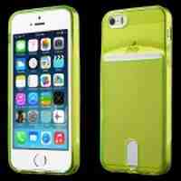 Soft TPU Card Holder Case for iPhone 5s 5 - Green