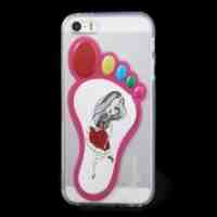 3D Footprint Shape TPU Case for iPhone 5 5s - Posing Girl