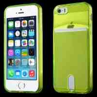 TPU Phone Case for iPhone 5s 5 with Card Slot - Green