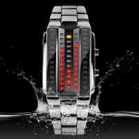 SKMEI Waterproof Men LED Wrist Watch with Alloy Band - Silver