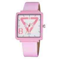 SKONE Women Quartz Wrist Watch PU Leather Band - Pink