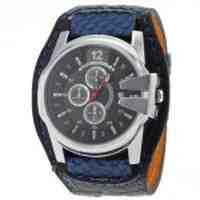 JUBAOLI Men Fashionable Quartz Wrist Watch Leather Band - Blue
