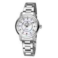 SKONE Colorful Rhinestone Dial Women Alloy Band Watch - White