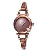 WEIQIN Fashion Rhinestone Quartz Movement Women Wrist Watch - Coffee