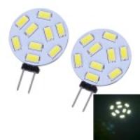 2Pcs G4 2W 9-led 5730SMD 350lm LED Bi-Pin Lamp (DC 12V ) - Cool White