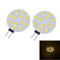 2Pcs G4 DC 12V 2.5W 12-led 5730SMD 460lm Round LED Bi-Pin Lamp - Warm White