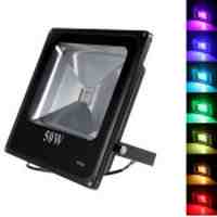 50W RGB Slim Waterproof LED Flood Light with Black Shell