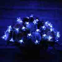 50-LED Solar Powered Waterproof Blossom Pattern LED String Lights - White