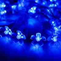 50-LED Solar Powered Waterproof Blossom Pattern LED String Lights - Blue