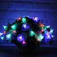 50-LED Solar Powered Waterproof Blossom Pattern LED String Lights - RGB