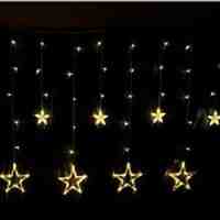 Romantic LED Star Curtain Lights with 138-LED 12 Stars 2M 110-130V US Plug - Yellow