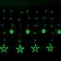 Romantic LED Star Curtain Lights with 138-LED 12 Stars 2M 110-130V US Plug - Green