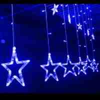 Romantic LED Star Curtain Lights with 138-LED 12 Stars LED String Lights 2M 110-130V US Plug - Blue