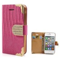 Rose Luxury Diamond Crocodile Wallet Leather Case for iPhone 4s 4