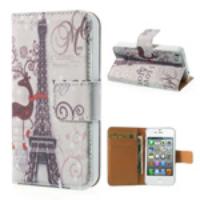 Eiffel Tower Stand Leather Wallet Case for iPhone 4 4s