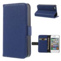 Dark Blue for iPhone 4s 4 Litchi Leather Diary Stand Case