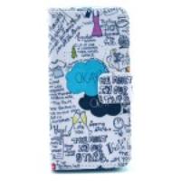 Graffiti Characters Magnetic Stand Leather Wallet Case for iPhone 4s 4