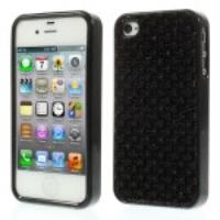 3D Rhinestone TPU Gel Case for iPhone 4s 4 - Black