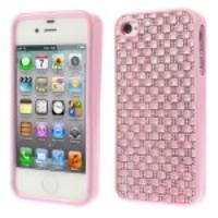 3D Rhinestone TPU Back Case for iPhone 4s 4 - Pink